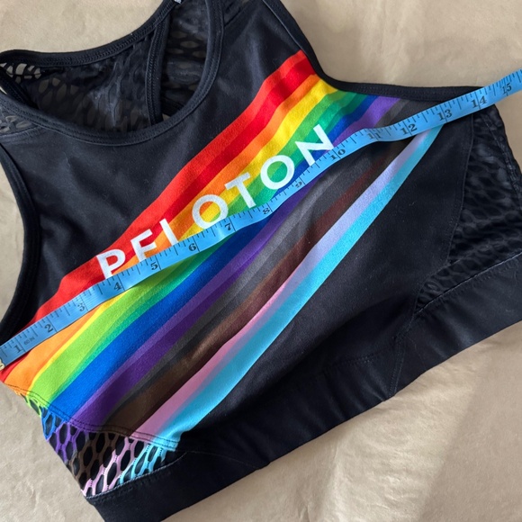 NWT Peloton Sports Bra High Neck Pride Flag Black Rainbow Size Medium - Picture 13 of 16